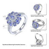 Elegant Sterling Silver Oval Tanzanite Ring with Natural Side Stones, 1.5 Carats - Premium Fine Jewelry by Hennafy Jewel