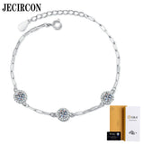 Classic JECIRCON Women S925 Sterling Silver Moissanite Bracelet Temperament Versatile Classic Round Bag 1.5ct 3 Stone Moissanite Jewelry - Premium Fine Jewelry by Hennafy Jewel