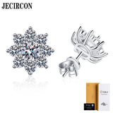 Elegant JECIRCON S925 Sterling Silver Stud Earrings for Women Sunflower 0.3/0.5 Carat D Color Moissanite Seiko Full Diamond Fine Jewelry - Premium Fine Jewelry by Hennafy Jewel