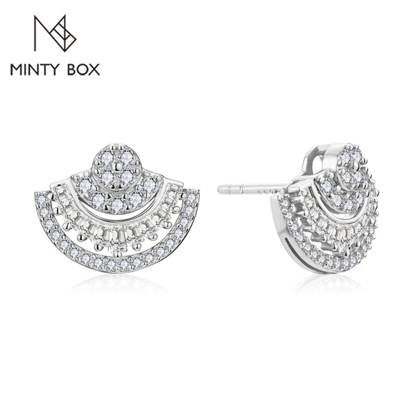 Luxury MINTYBOX S925 Sterling Silver Diamond Moissanite Stud Earrings for Women 18k White Gold Plated Luxury Wedding Fine Jewelry - Premium Fine Jewelry by Hennafy Jewel