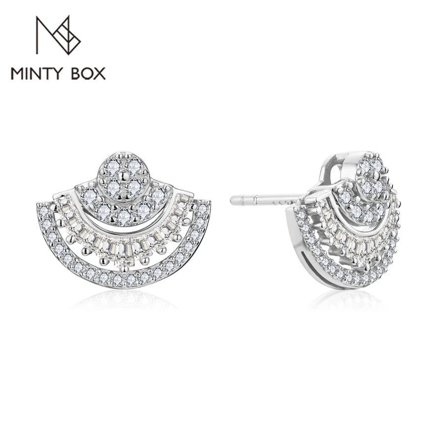 Luxury MINTYBOX S925 Sterling Silver Diamond Moissanite Stud Earrings for Women 18k White Gold Plated Luxury Wedding Fine Jewelry - Premium Fine Jewelry by Hennafy Jewel