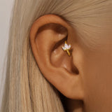 Zircon Circle Nose Ring & Stud Earring — Sterling Silver