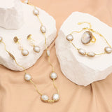 Elegant Natural Baroque Shaped Pearl Women's Jewelry Set - Premium Fine Jewelry by Hennafy Jewel
