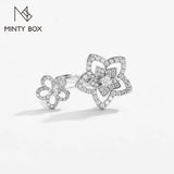 Elegant MINTYBOX S925 Sterling Sliver Flower Moissanite Rings for Women D Color Diamond Wedding Band Sparkly Fine Jewelry Certificated - Premium Fine Jewelry by Hennafy Jewel