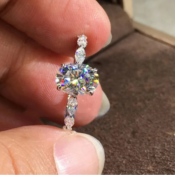 Elegant Moissanite Ring - Sterling Silver Fine Jewelry by Hennafy Jewel
