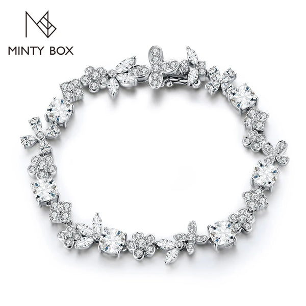 Luxury MINTYBOX All Moissanite Tennis Bracelet for Women S925 Sterling Silver D VVS1 Diamond Luxury Engagement Wedding Fine Jewelry - Premium Fine Jewelry by Hennafy Jewel