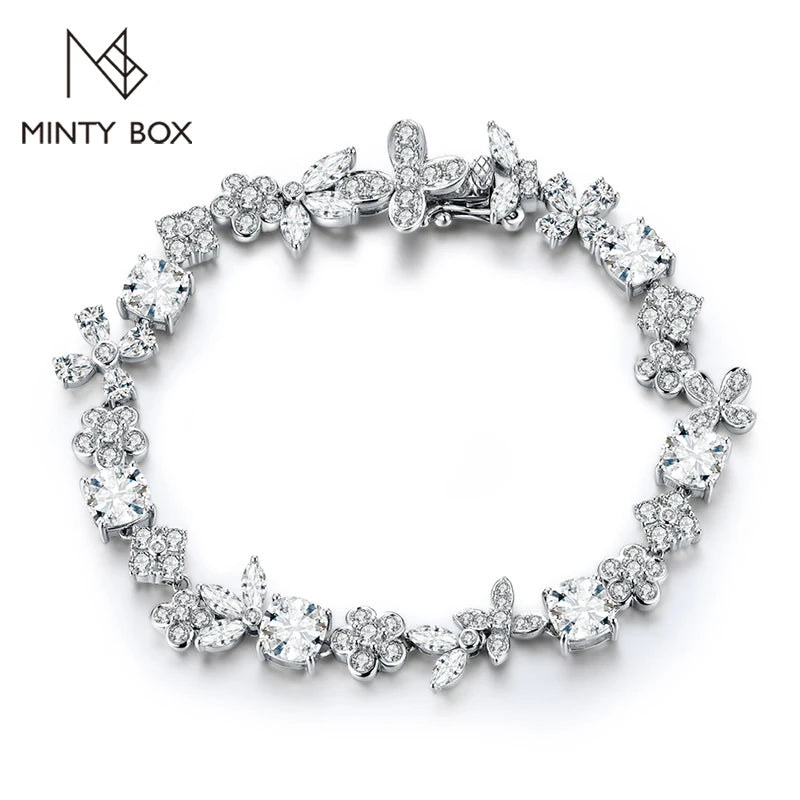 Luxury MINTYBOX All Moissanite Tennis Bracelet for Women S925 Sterling Silver D VVS1 Diamond Luxury Engagement Wedding Fine Jewelry - Premium Fine Jewelry by Hennafy Jewel