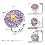 Elegant Natural Pink Amethyst Citrine Sterling Silver Ring 5.8 Carats Genuine Gemstone Multucolor Original Design Women Romantic Jewelry - Premium Fine Jewelry by Hennafy Jewel