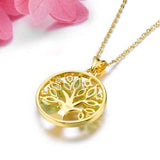Classic Natural Peridot Sterling Silver Pendant Yellow Gold Plated 1.5 Carats Genuine Gemstone Classic Romantic Women's Anniversary Gift - Premium Fine Jewelry by Hennafy Jewel