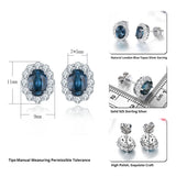 Classic Natural Dark Blue Topaz Solid Sterling Silver Stud Earring 1.8 Carats Genuine Gemstone Women Classic Birthday Anniversary Gifts - Premium Fine Jewelry by Hennafy Jewel