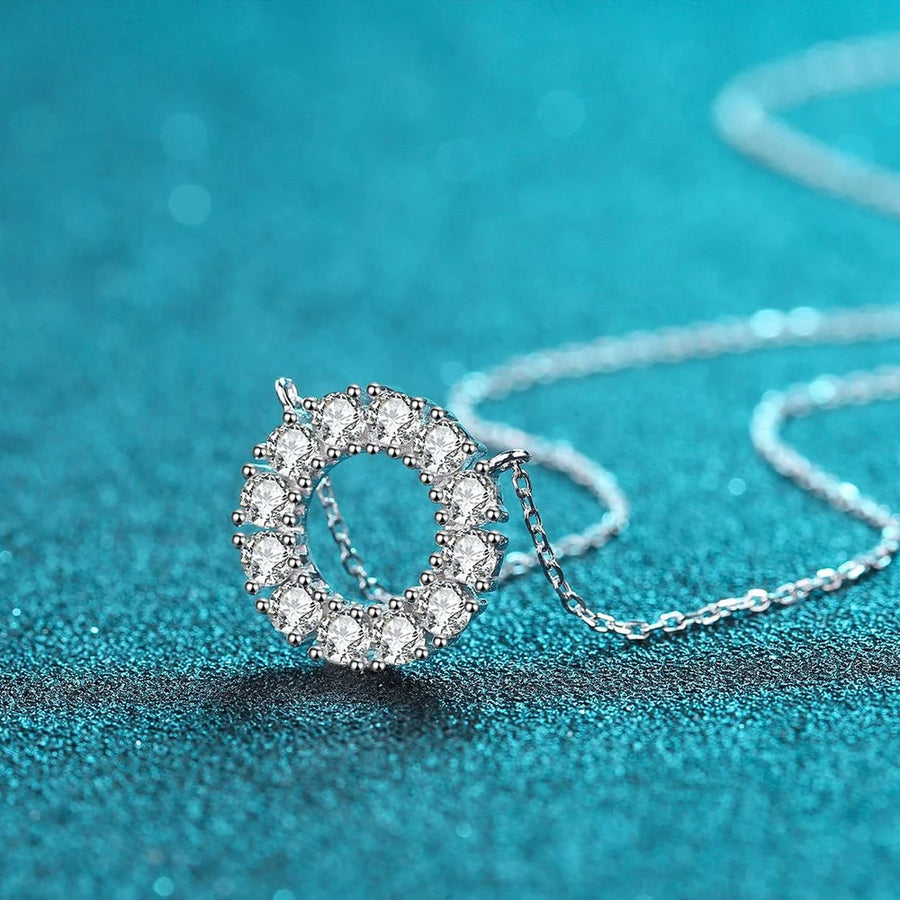 Elegant Moissanite Necklace - Gold Plated Sterling Silver Pendant by Hennafy Jewel