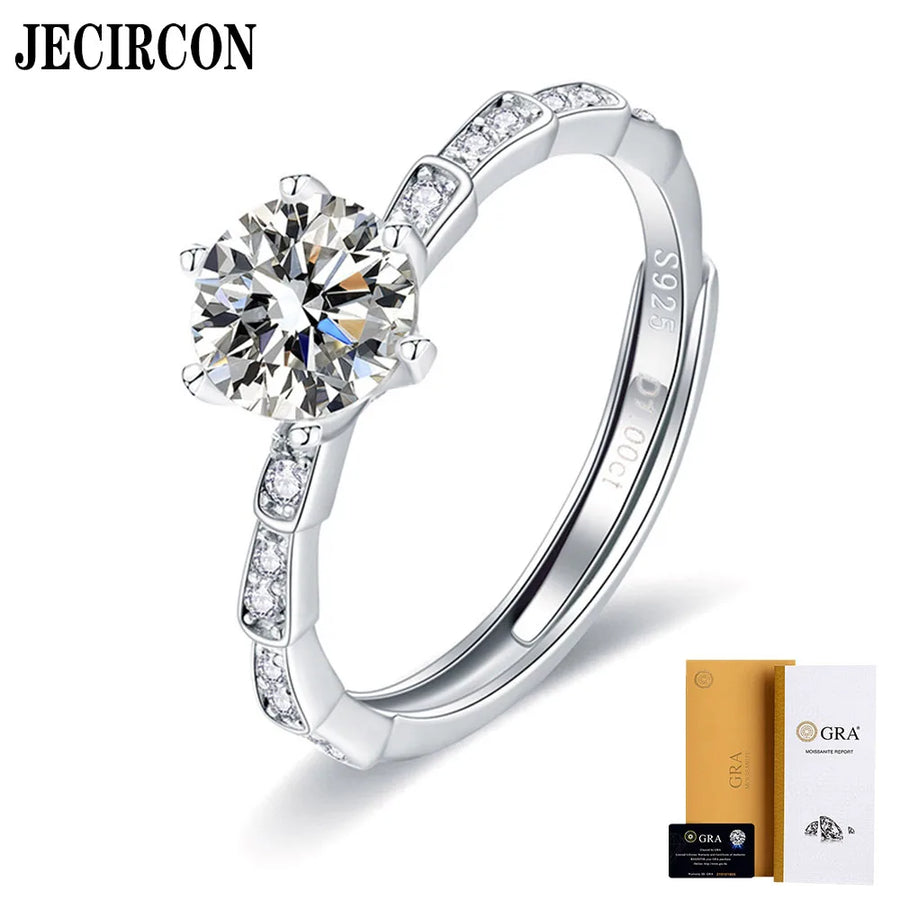 Luxury JECIRCON 925 Sterling Silver Moissanite Ring for Women Fashion Proposal Band with Diamond Certificate Light Luxury Fine Jewelry - Premium Fine Jewelry by Hennafy Jewel
