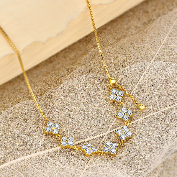 Elegant Moissanite Necklace - Gold Plated Sterling Silver Pendant by Hennafy Jewel