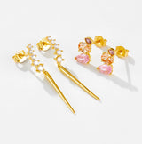 Champagne Gold Flower Stud Earrings — 925 Sterling Silver