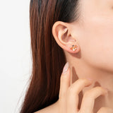 Champagne Gold Flower Stud Earrings — 925 Sterling Silver