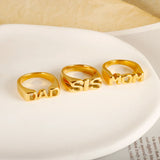 Elegant New Fashion Glossy Letters Stainless Steel Ring for Women Men Mom SIS Dad High Quality Polish Jewelry Father's Mother's Day Gift - Premium Fine Jewelry by Hennafy Jewel