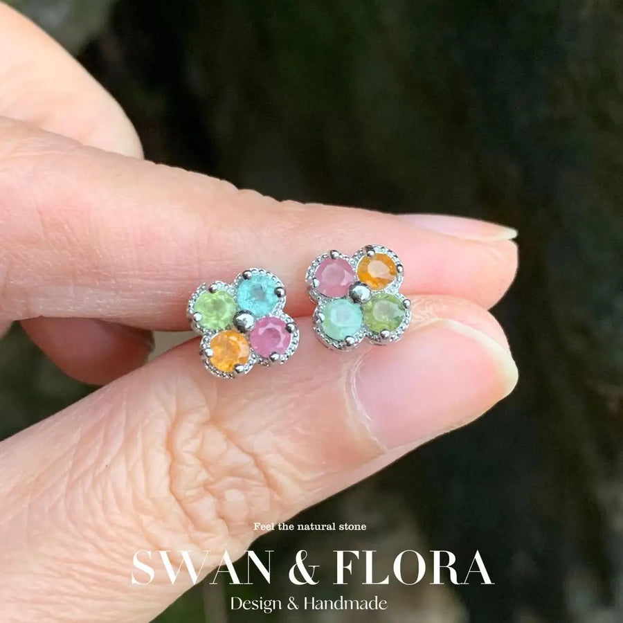 Vintage Natural Tourmaline Stud Earrings