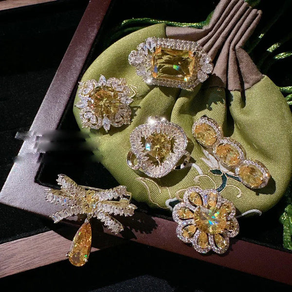 Elegant Women 2024 Gemstone plated 18K yellow gold butterfly zircon brooch - Premium Fine Jewelry by Hennafy Jewel