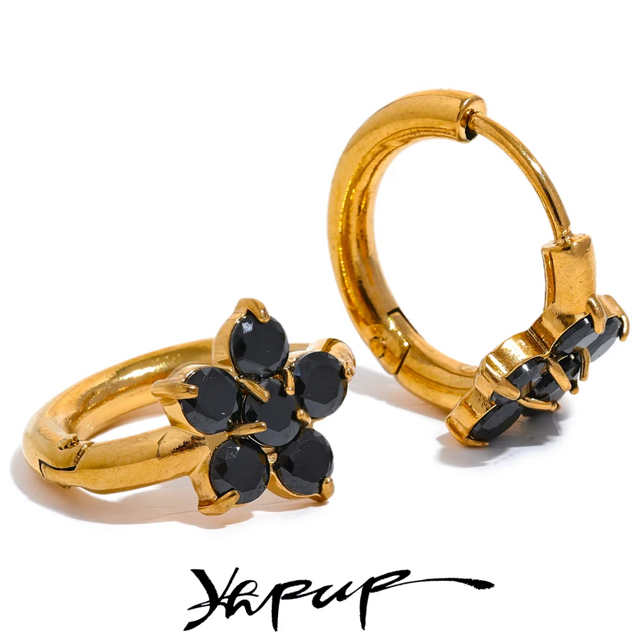 Blossom CZ Huggie Earrings — 18K Gold Plated