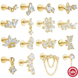 Sterling Silver Zircon Flower Cartilage Stud Earrings