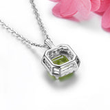 Elegant Natural Peridot Sterling Silver Pendants 1.5 Carats Genuine Gemstone Square Faced Cut Women Daily Style S925 Birthday Gifts - Premium Fine Jewelry by Hennafy Jewel