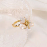 Luxury Natural Baroque Pearl Flower Open Ring Woman Minimalism Art Luxury Jewelry Bridesmaid Gifts Wedding Jewelry GR0394 - Premium Fine Jewelry by Hennafy Jewel