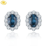 Classic Natural Dark Blue Topaz Solid Sterling Silver Stud Earring 1.8 Carats Genuine Gemstone Women Classic Birthday Anniversary Gifts - Premium Fine Jewelry by Hennafy Jewel