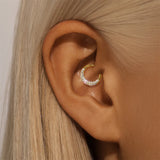 Zircon Circle Nose Ring & Stud Earring — Sterling Silver