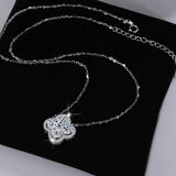 Elegant JECIRCON S925 Sterling Silver Moissanite Necklace for Women Lucky Full Diamond Moissanite Pendant Clavicle Chain Fine Jewelry - Premium Fine Jewelry by Hennafy Jewel