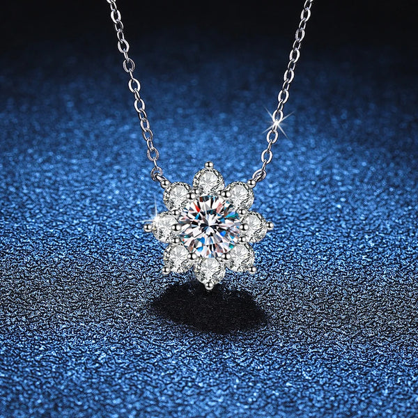 Elegant Moissanite Necklace - Gold Plated Sterling Silver Pendant by Hennafy Jewel