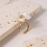Luxury Natural Baroque Pearl Flower Open Ring Woman Minimalism Art Luxury Jewelry Bridesmaid Gifts Wedding Jewelry GR0394 - Premium Fine Jewelry by Hennafy Jewel
