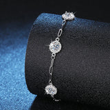 Classic JECIRCON Women S925 Sterling Silver Moissanite Bracelet Temperament Versatile Classic Round Bag 1.5ct 3 Stone Moissanite Jewelry - Premium Fine Jewelry by Hennafy Jewel
