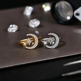 Elegant MINTYBOX 0.242CTW Star Moon S925 Sterling Silver Moissanite Rings For Women Lab Diamond Ring 18K Gold Plated Wedding Jewelr Gift - Premium Fine Jewelry by Hennafy Jewel