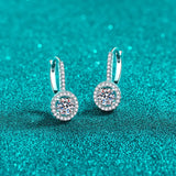 Elegant JECIRCON S925 Sterling Silver Hoop Earrings Plated  PT950 Gold Round Bag 0.5ct Moissanite Ear Buckle Simple Jewelry Wedding Gift - Premium Fine Jewelry by Hennafy Jewel