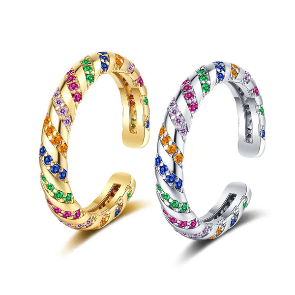 Retro Zircon Color Ring — 925 Sterling Silver
