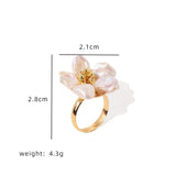 Luxury Natural Baroque Pearl Flower Open Ring Woman Minimalism Art Luxury Jewelry Bridesmaid Gifts Wedding Jewelry GR0394 - Premium Fine Jewelry by Hennafy Jewel
