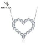 Elegant MINTYBOX Solid 925 Silver Moissanite Necklace for Women Heart Shape Diamond Engagement Wedding Luxurly Sparkling Jewelry Gift - Premium Fine Jewelry by Hennafy Jewel