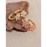 Blossom CZ Huggie Earrings — 18K Gold Plated