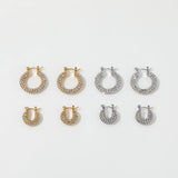 Lumina CZ Pavé Hoop Earrings — Waterproof Stainless Steel