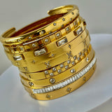 Celestial CZ Open Bangle — 18K Gold Plated, Waterproof