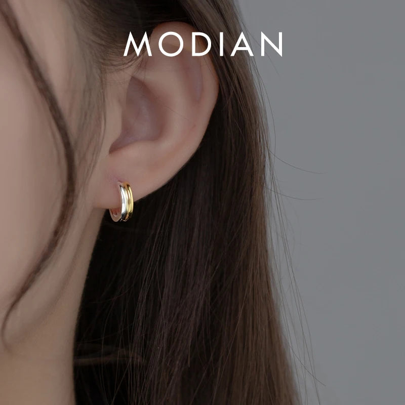 Double Layer Silver & Gold Hoop Earrings