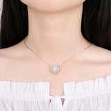 Elegant JECIRCON S925 Sterling Silver Moissanite Necklace for Women Lucky Full Diamond Moissanite Pendant Clavicle Chain Fine Jewelry - Premium Fine Jewelry by Hennafy Jewel