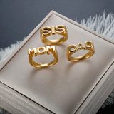 Elegant New Fashion Glossy Letters Stainless Steel Ring for Women Men Mom SIS Dad High Quality Polish Jewelry Father's Mother's Day Gift - Premium Fine Jewelry by Hennafy Jewel