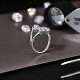 Elegant MINTYBOX Three Stone Lab Diamond Ring S925 Sterling Silver Moissanite Rings For Women 18K Gold Plated Engagement Party Gift - Premium Fine Jewelry by Hennafy Jewel