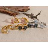 Blossom CZ Huggie Earrings — 18K Gold Plated