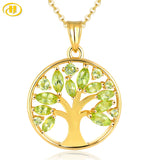 Classic Natural Peridot Sterling Silver Pendant Yellow Gold Plated 1.5 Carats Genuine Gemstone Classic Romantic Women's Anniversary Gift - Premium Fine Jewelry by Hennafy Jewel