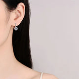 Elegant JECIRCON S925 Sterling Silver Hoop Earrings Plated  PT950 Gold Round Bag 0.5ct Moissanite Ear Buckle Simple Jewelry Wedding Gift - Premium Fine Jewelry by Hennafy Jewel