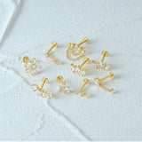 Sterling Silver Zircon Flower Cartilage Stud Earrings