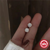 Classic Square CZ Stud Earrings — Sterling Silver