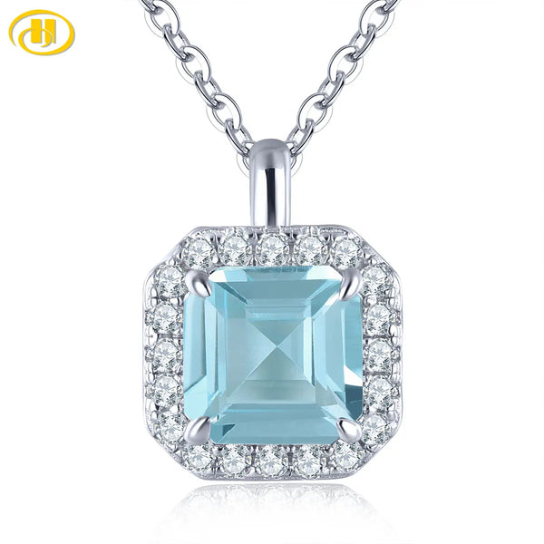Elegant Natural Sky Blue Topaz Sterling Silver Pendants 4 Carats Genuine Light Blue Gemstone Pure Clean Quality S925 Fine Jewelrys - Premium Fine Jewelry by Hennafy Jewel